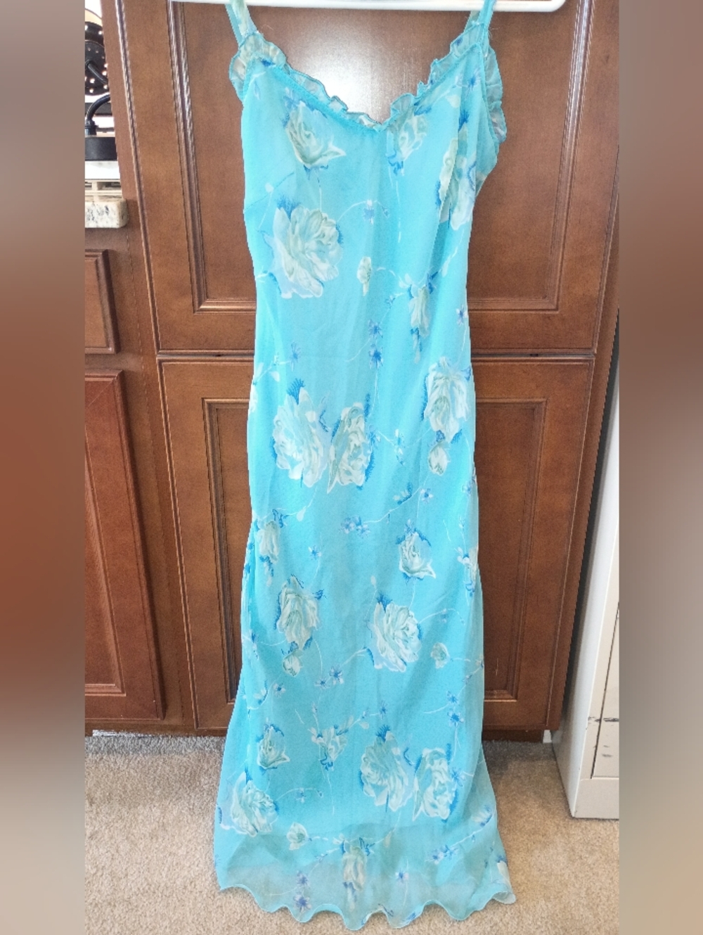 Aqua Floral Maxi Dress